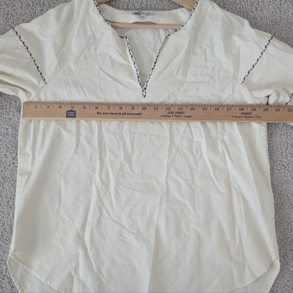 Madewell Womens Shirt Small Ivory Peasant Cottage Embroidered Fall Thanksgiving